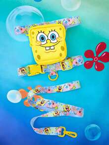 SpongeBob SquarePants | SHEIN 1 Set Of Cartoon Pattern Printed Pet Travel Straps And Leash Sets, A Variety Of Sizes To Choose From, And The Length Of The Strap Can Be Adjusted, Suitable For Cats And Dogs - Yellow - View 2