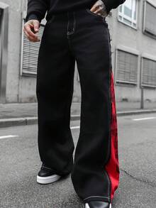 Artur Kramer 休闲时尚个性街头风格阔腿纽扣门襟男士牛仔裤 - 黑色 - 查看 6