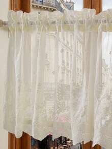 Cirelle Rèm cửa sổ ren phong cách tươi mới – Tấm rèm ngắn may sẵn, rèm cửa sổ nhỏ chắn sáng, trang trí nhà bếp và góc ăn sáng, nét quyến rũ đồng quê Scandinavia. - Màu be - Xem 3