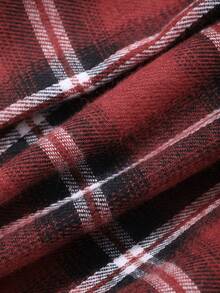 Dazy Plus Conjunto de ropa de casa de talla grande para mujer con camiseta de unicolor y pantalones de pijama a cuadros, para todas las estaciones - Gris - Ver 3