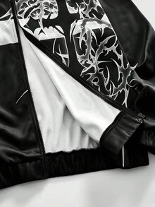 ROMWE MEN Street Life 男士印花卫衣，时尚长袖卫衣 - 黑色 - 查看 5