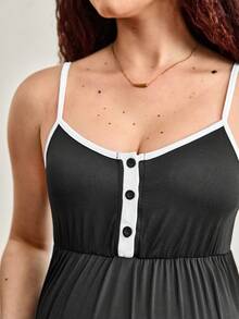 Moonlight&Mama Maternity Sleeveless Dress With Button Decor, Loungewear - Black - View 7