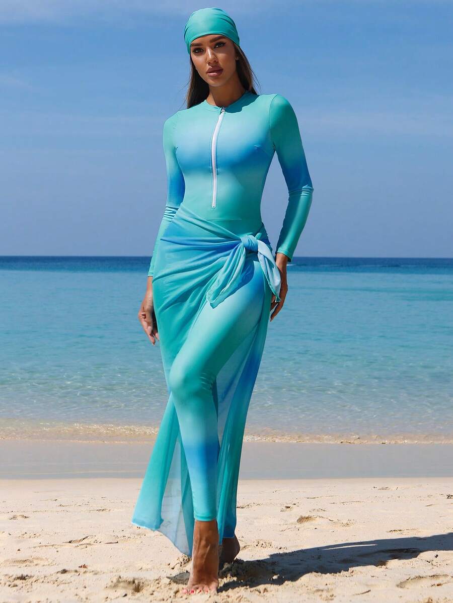 Swim Shayni Women's Ombre Burkini Set For Beach Vacation - Multicolor - View 1