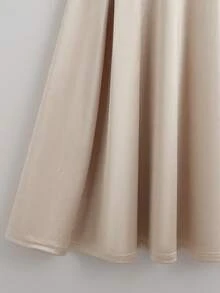 GlowEve 夏季新款度假连衣裙，缎面面料，系带珍珠装饰A字裙，杏色连衣裙，优雅女士连衣裙，优雅女士套装，女士夏季套装，优雅派对连衣裙，女士婚礼宾客礼服 - 杏色 - 查看 4