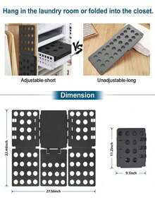 SHEIN Slouchy折叠板整理收纳衣柜T恤裤子衬衫衣服折叠神器折叠板 - 黑色 - 查看 8