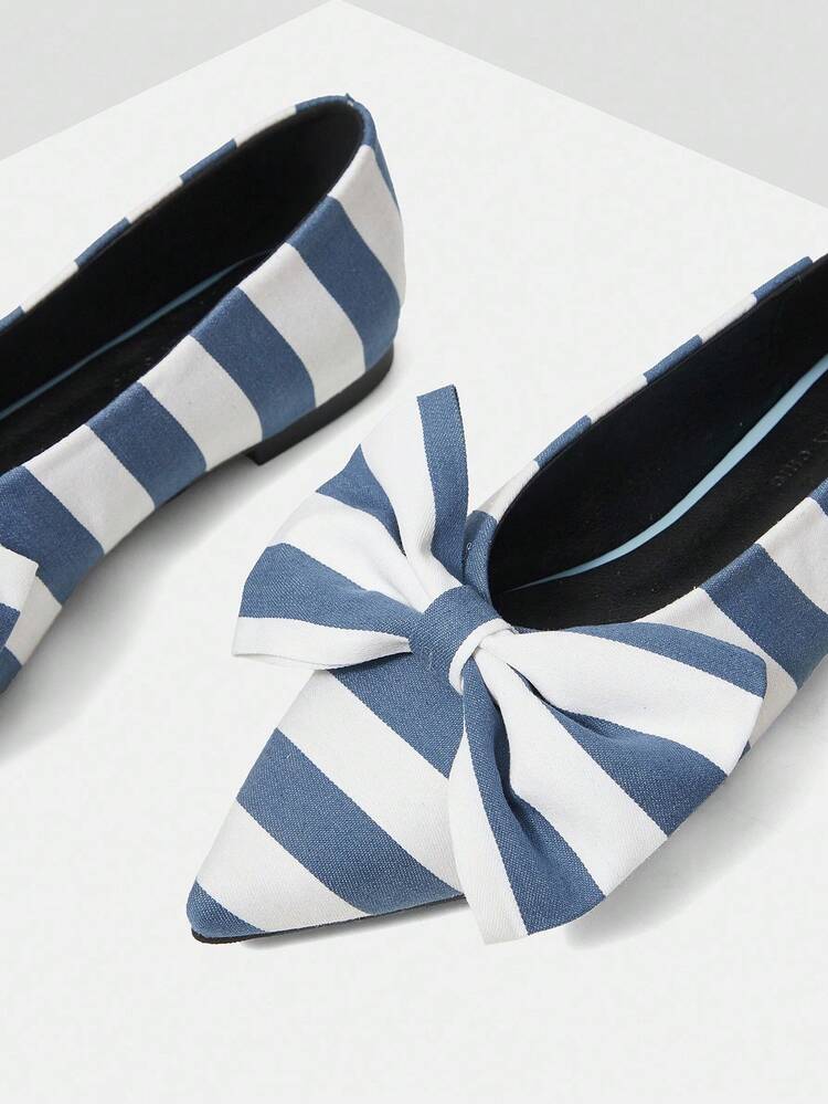 WOMEN'S ELEGANT CONTRAST COLOR BOW DECOR COMFORTABLE FLAT SHOES VALENTINE'S DAY