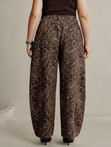 Anewsta Quần jeans ống đứng dáng suông, cạp cao, in kỹ thuật số, màu cà phê, kiểu dáng hiện đại, tôn dáng, dành cho nữ cỡ lớn, thích hợp cho mùa xuân/thu. - Cà phê nâu - Xem 2