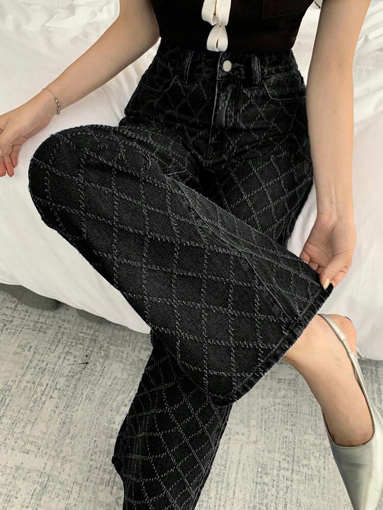 Tall Women's Relaxed Straight Leg Jeans, Textured Fabric, Casual City Wear