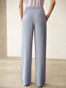 MOTF PREMIUM PANTALONES DE TRAJE DE unicolor DE MODA CASUAL PARA MUJER - Neblina azul - Ver 3