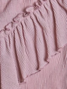 MUSERA Deep V Ruffled Neckline Hem Fitted Crinkled Sleeveless Top Coord Top Only Cute Spring Holiday Girly Sugar Salt - Dusty Purple - View 6