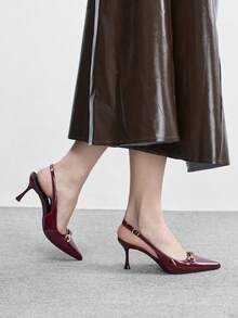 CUCCOO BIZCHIC Women's Fashionable Elegant Pointed Toe High Heel Sandals - Burgundy - View 4