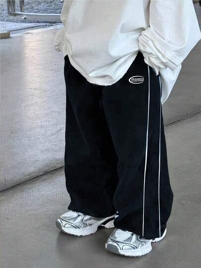 1pc Young Boys' Casual Sports Pants, Straight Leg, Soft & Comfortable, With Drawstring Decoration, Versatile For Daily Wear, School, Outdoor, Sports, Suitable For Spring, Summer, Autumn, Winter