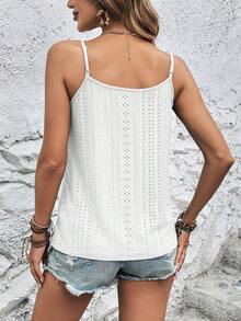 EMERY ROSE Women's Vacation Casual Lace Patchwork Hollow Out Embroidery Camisole - White - View 2