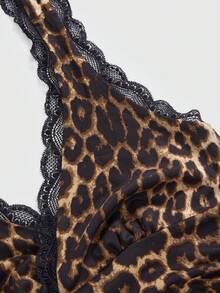 ROMWE Grunge Punk Y2K Spets Leopardmönstrad Halterneck Linne För Damer - Multifärgad - Visa 3