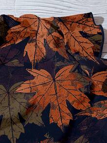 Rusticease Casual Minimalist Vintage Coin & Maple Leaf Allover Print Women Shirt, Versatile Style Suitable For Early Autumn - Multicolor - View 5
