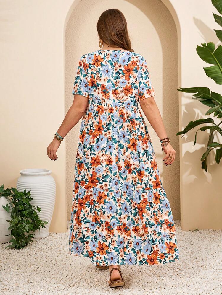 Plus Size V-Neck Plant Print Loose Casual Long Dress,Country Casual Vacation Outfits Woman,Simple And Fashionable For Everyday Wear,Summer Tops Women,Summer Outfits For Women Summer Dress  Summer Outfits Summer Clothes Spring Dress Spring Outfit Women Spring Clothing Floral Dress Floral Dresses For Women Beach Vacation Outfits For Women Vacation Dress Bohemian Plus Size Summer Dresses For Women Plus Size Vacation Dress Plus Size Spring Clothes Summer Dresses For Women Spring Dress Women Beach Dress Holiday Dresses Country Dress Floral Dress Plus Size Dress Floral Print Dress