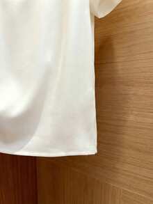 Franclia 时尚新款法式纯色圆领开衩串珠套头短袖白色女式衬衫，适合春夏穿着，也适合夏季、春季、复活节、节日、派对、海滩、婚礼、毕业典礼、外出、舞会、生日等场合。 - 白色 - 查看 8