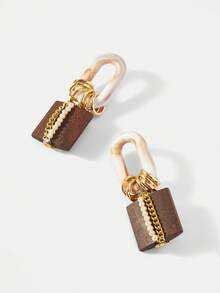 MOTF PREMIUM 预制木拼接亚克力耳环 - 金色 - 查看 6