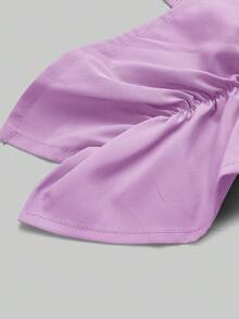 Aveloria Rosie One Shoulder Ruffle Trim Crop Top Holiday Party Clothes Cute Funny Shirts  - Mauve Purple - View 4