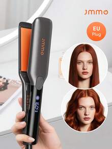 JMMO 采用负离子技术的陶瓷直发器，升级版直发器和卷发器二合一，快速加热和自动关闭，护发不伤发，打造顺滑造型，非常适合毕业生日假期夏季秋季 Y2K 时尚婚礼化妆化妆派对海滩旅行露营户外学校校园旅行节日装饰礼物 - 欧盟插头 - 灰色 - 查看 2