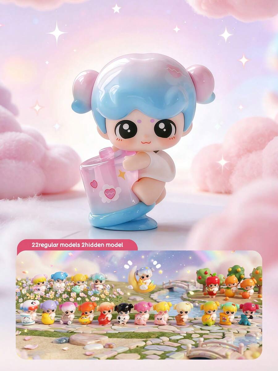 POKOJA LAND Caixa Surpresa (Sem Enchimento de Pelúcia), Figuras Colecionáveis de Menina e Animal Cartoon em Caixa Surpresa - 24 Modelos Totais (22 Regulares + 2 Ocultos), Brinquedos Colecionáveis de ABS, Presente Pensativo para Amigos e Família, Decoração Única para Colecionadores de Miniaturas, Conjunto de Miniaturas de Personagens de Estilo Elegante para Estante/Exposição na Mesa, Bonecas de Personagens com Tema Pastel para Entusiastas de Hobby e Exposição