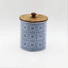 Cirelle Vintage Iron Canister With Wood Lid - Airtight Geometric Design Jar For Coffee Beans, Tea & Grains, Rustic Kitchen Storage Decor - Multicolor - View 11