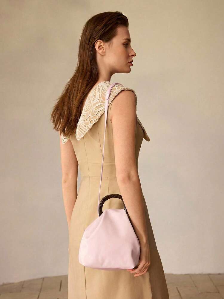 WOMEN'S SOLID COLOR PLEATED HANDBAG, EXQUISITE AND SIMPLE, DAILY WEAR FOR WORK AND COMMUTING