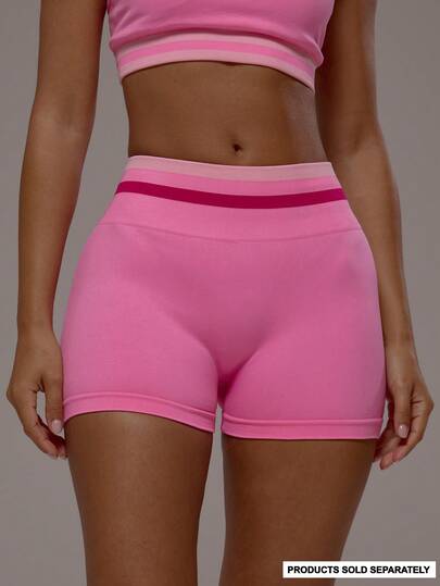 Musera Sport Kontrastband i midjan Scrunch Bum Active Booty Shorts Endast Sport Träning Gym Pilates Fitness Dagligen Flickigt Casual Hett Sweat