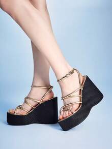 Sugerpunk Dép đế xuồng hở mũi thời trang dành cho nữ. - Rượu sâm banh - Xem 6