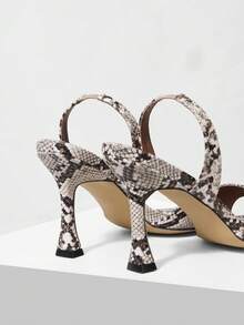 Mnmlis Women's Imitation Snake Pattern Open-Toed High-Heeled Sandals Women's, Thin Heel Back Strap Sexy Banquet Temperament Versatile Women's Shoes - Multicolor - View 5