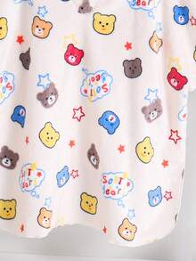 SHEIN Áo khoác ngoài đồ bơi bằng vải flannel có mũ trùm đầu, họa tiết hoạt hình dễ thương, thích hợp cho bãi biển, khu nghỉ dưỡng suối nước nóng, bơi lội, unisex cho bé. - Nhiều màu - Xem 6