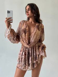 Aloruh Boho Print Long Sleeve Autumn Mini Street Dress - Multicolor - View 6