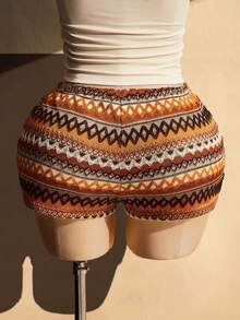 SHEIN ICON Plus Size Colorful Striped Casual Shorts For Beach Vacation - Multicolor - View 8