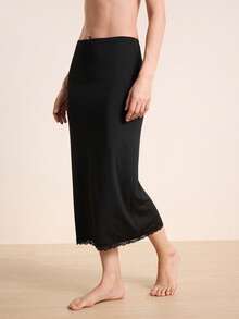 Hourtrue Hip Fashion Long Half-Body Skirt Shaping Bottoming Skirt Slim And Thin Inner Skirt Daily Outer Wear Petticoat (Micro Shaping) - Black - View 4