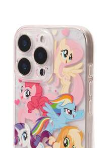 My Little Pony X SHEIN Cartoon Printed Transparent Pink Glitter Mobile Phone Case, Suitable For IPHONE 11 - 17 Pro Max - Multicolor - View 4