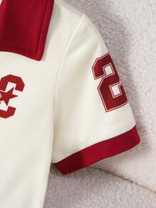 Blusa de manga corta con estampado de letras, informal, para niñas, verano - Multicolor - Ver 6