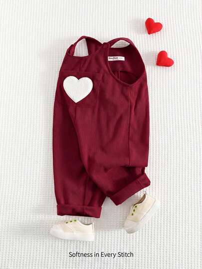 Cozy Pixies Baby Girl Valentine's Day Heart Graphic Casual Sports Jumpsuit Romper