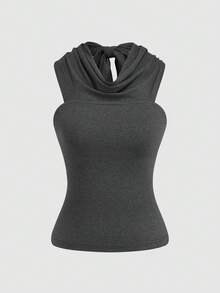 Franclia 2pcs Set: French Gray Strapless Crop Top & Mini Skirt - Dark Grey - View 6