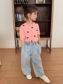 DAZY Young Girl Casual Washed Loose Elastic Waist Jeans - Blue - View 2