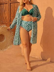 Swim Vcay 2026夏季新款三件套高级沙滩泳装女装 - 綠色 - 查看 4