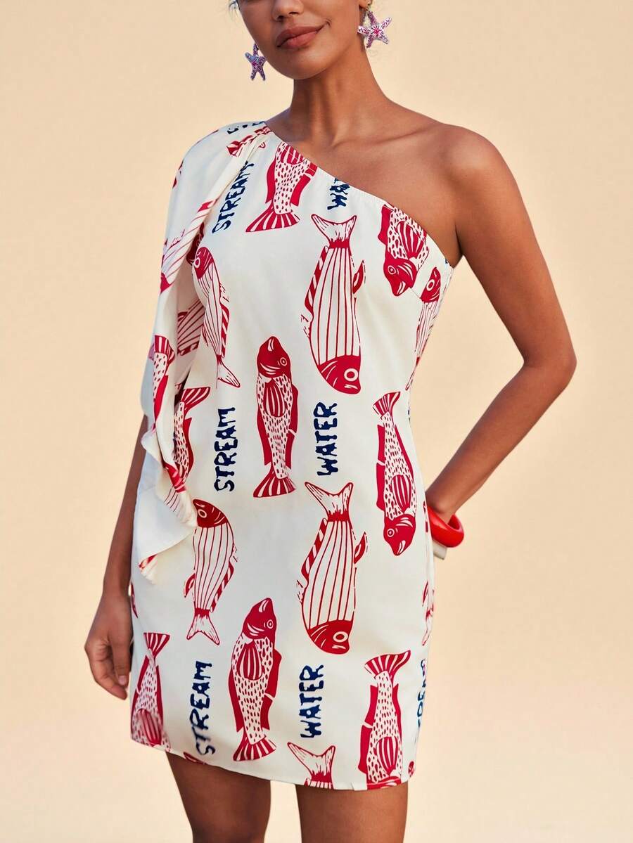 Travachic 女士热带印花不对称领迷你连衣裙,夏季女装,适合度假、下午茶、婚礼季、海滩游轮度假、城市自驾游、波西米亚风度假、音乐节、沙滩装、复活节、女士沙滩装、优雅女装、女士度假装、女士演唱会装、热带度假女装、度假装、波西米亚风服装,春夏秋季皆宜。 - 彩色 - 查看 1