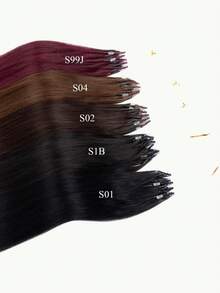 8D Micro Link Nano Beads Hair Extensions,16-22 INCH 50G/Pack, Micro Loop Human Hair Extensions, Invisible No Trace,Straight Human Hair,Invisible Mini Silicon Beads Easy To Install,Seamless, Natural Straight Hair,Perfect For Long Hair Lengthening, Hair Lengthening Straight Hair Texture Natural Hair Look - Multicolor - View 5