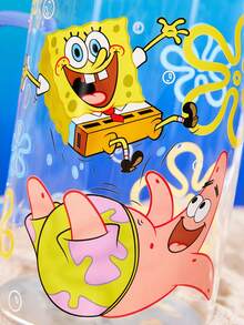 SpongeBob SquarePants | SHEIN 1个 27.1盎司/800毫升 可爱卡通图案印花硼硅酸盐玻璃杯，耐冷耐热，适用于牛奶、果汁、咖啡等。 - 無色 - 查看 10