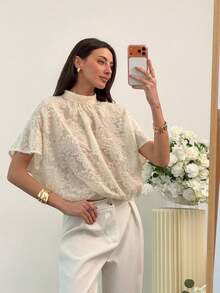 Aloruh Áo kiểu dáng thanh lịch, lãng mạn, sang trọng màu mơ, cổ đứng, tay cánh dơi, hở lưng, thích hợp cho trang phục dự đám cưới, đi nghỉ mát, đi làm. Màu mơ, màu be, màu trơn, trang phục cô dâu, trang phục đi biển, váy dạ hội kiểu nàng tiên cá, áo khoác ngoài đi biển, váy kiểu Marbella, váy đi biển lúc hoàng hôn. - Màu be - Xem 11