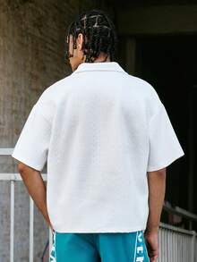 PAVTROS Camisa polo con textura de rombo y espiga de trigo, marca TK, en ropa urbana, adecuada para uso diario, regalo del Día de San Valentín, para el hogar, festival de música al aire libre, salir con amigos, regalo para niños, regalo para novio/esposo, regalo de aniversario - Blanco - Ver 2