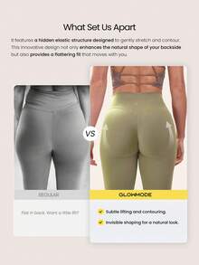 GLOWMODE 24英寸 Peakbum Powersculpt™-Air Sculpt Flex 吸汗透气 V 腰提臀紧身裤，适合高强度运动、跑步训练和秋冬季穿着。 - 橄欖綠 - 查看 2