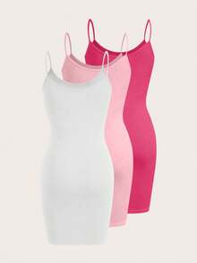 SHEIN Franclia 女士休闲纯色吊带连衣裙 - 彩色 - 查看 2