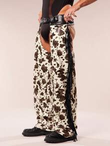 FeverCity Men's Fringe Design All-Over Print Hollow-Out Sexy Pants - Coffee Brown - View 5