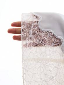 LYSMO 2026新款极简主义春夏女裤，侧边蕾丝拼接，镂空透视设计，休闲浪漫度假风，沙滩装。度假/波西米亚/性感 - 杏色 - 查看 8