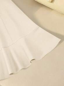 SHEIN Franclia Đầm hè thanh lịch màu trơn có nơ dành cho nữ - Màu be - Xem 6